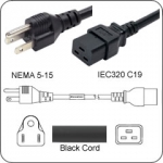 C19 to 5-15P PDU Power Cord- 8'
